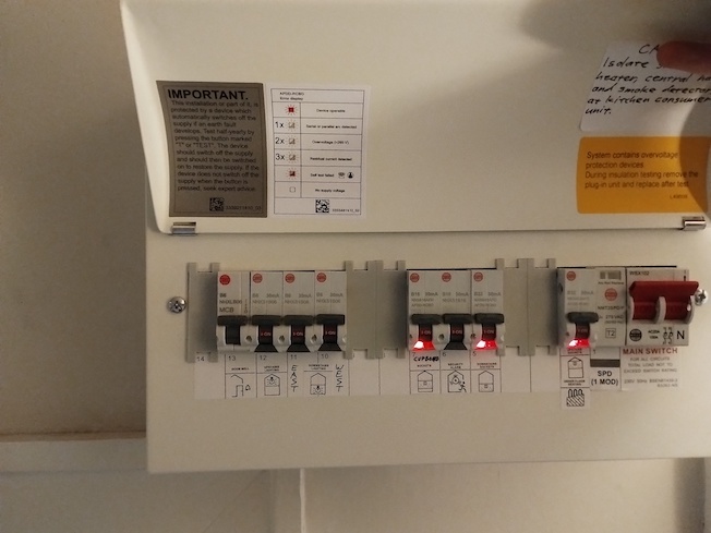 Consumer unit open.